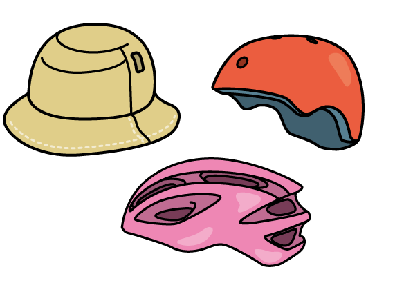  various_bicycle_helmets
